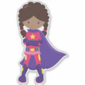 Afrikaans-Amerikaans meisje, superheld-meisje, Cap Sticker (Voorkant)