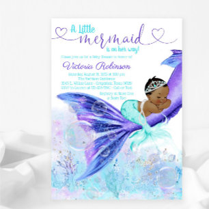 Afrikaans Amerikaans Mermaid Meisje Baby shower Kaart