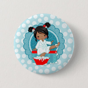 Afrikaans Amerikaans Spa Girl Bubbles Turquoise Re Ronde Button 5,7 Cm
