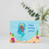 Afrikaans-Amerikaans Zeemeermin Meisje Aangepaste  Briefkaart (Staand voorkant)
