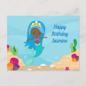 Afrikaans-Amerikaans Zeemeermin Meisje Aangepaste  Briefkaart (Voorkant)