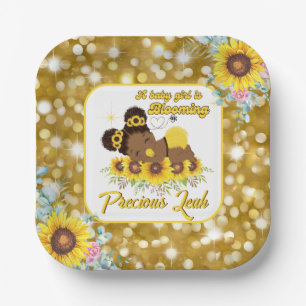 Afrikaans Amerikaans Zonnebloem Baby shower Het Ee Papieren Bordje