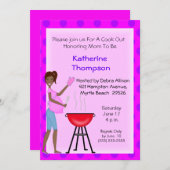 Afrikaans Amerikaans Zwanger Mam Cookout Uitnodigi Kaart (Voorkant / Achterkant)