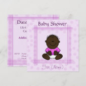 Afrikaans-Amerikaanse Baby Meisje Douche Uitnodigi Kaart (Voorkant / Achterkant)