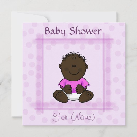 Afrikaans-Amerikaanse Baby Meisje Douche Uitnodigi Kaart (Voorkant)