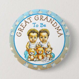 Afrikaans-Amerikaanse Twin Boy's Baby shower Oma Ronde Button 7,6 Cm
