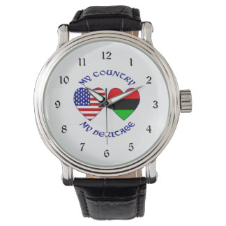 Afrikaans-Amerikaanse VS Mijn land Mijn erfgoed Horloge