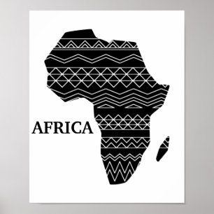 Afrikaans continent zwart en wit poster