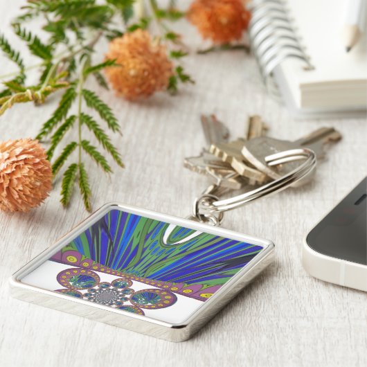 Afrikaans decoratief patroon moderne ontwerpkleure sleutelhanger (Zijkant)