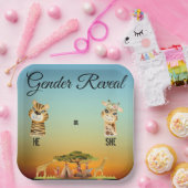 Afrikaans Dier Geslacht onthullen Behuizing Kaart Papieren Bordje (Feest)