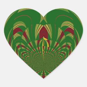 Afrikaans Etnisch Groen Bloemen Motief Patroon Ont Hart Sticker