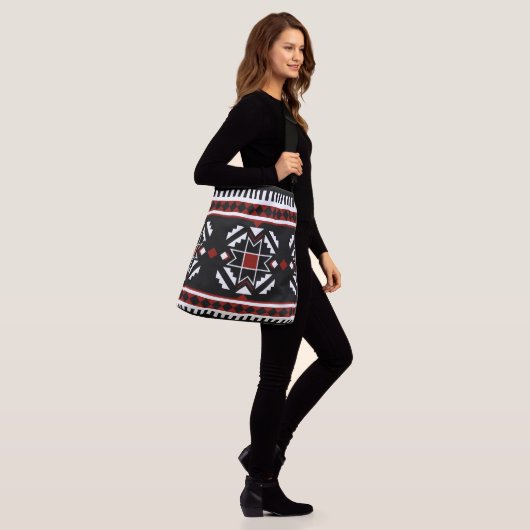 Afrikaans etnisch meetkundig patroon crossbody tas (Op model)