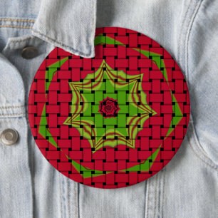 Afrikaans Fraai geweven rood dessin Ronde Button 6,0 Cm