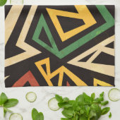 Afrikaans geometrisch tribaalpatroon theedoek (Gevouwen)