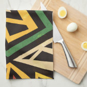 Afrikaans geometrisch tribaalpatroon theedoek (Quarter Fold)