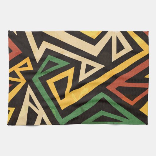Afrikaans geometrisch tribaalpatroon theedoek (Horizontaal)