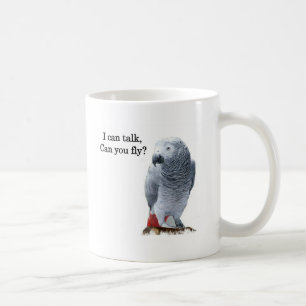 Afrikaans grijs kan ik praten, kan je vliegen? koffiemok
