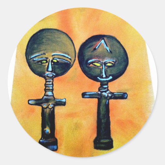 Afrikaans icoon: Akuaba (Ghana) Ronde Sticker (Voorkant)