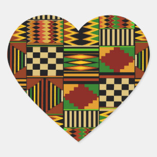 Afrikaans Koninklijk Kente Stof Design Hart Sticker