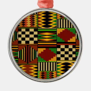 Afrikaans Koninklijk Kente Stof Design Metalen Ornament