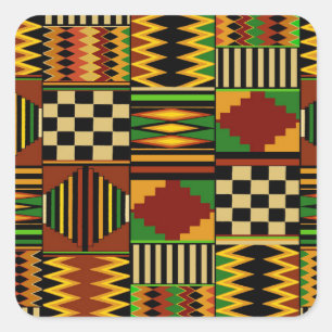 Afrikaans Koninklijk Kente Stof Design Vierkante Sticker