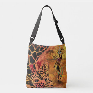 Afrikaans meisje en Giraffe - Vrienden - Schildere Crossbody Tas