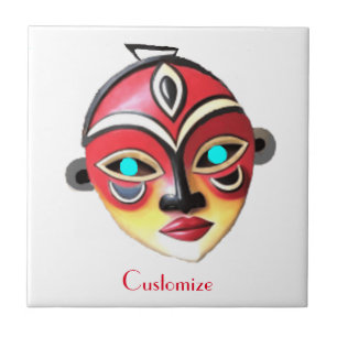 Afrikaans Meisjes Gezichtsmasker Thunder_Cove Tegeltje