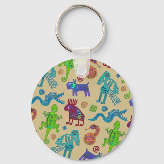 Afrikaans Mexicaans primitief tribaal patroon 1 Sleutelhanger (Voorkant)