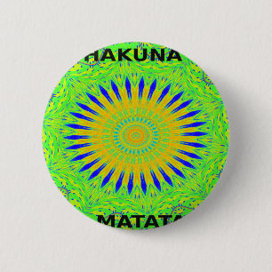 Afrikaans Motief Ontwerp in Groene en Gouden Kunst Ronde Button 5,7 Cm