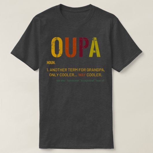Afrikaans opa Oupa Funny Definition Cool Retro T-shirt (Design voorkant)
