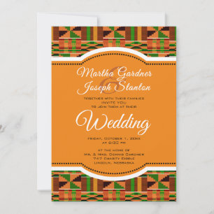 Afrikaans Oranje Klassiek Kente Cloth Wedding Kaart