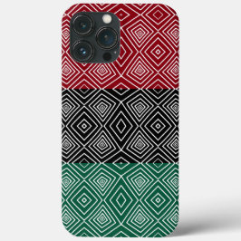 Afrikaans patroon met rode zwarte tribale diamante iPhone 13 pro max hoesje