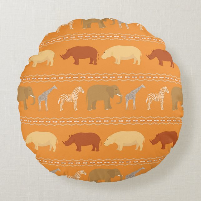 Afrikaans patroon rond kussen (Voorkant)