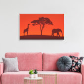 Afrikaans Safari Silhouet - 3 Panelen Canvas Print (Insitu (Woonkamer))