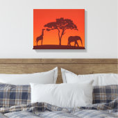 Afrikaans Safari Silhouet - Canvas Print (Insitu (Slaapkamer))