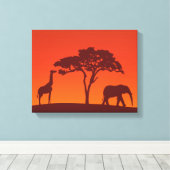 Afrikaans Safari Silhouet - Canvas Print (Insitu (Houten vloer))