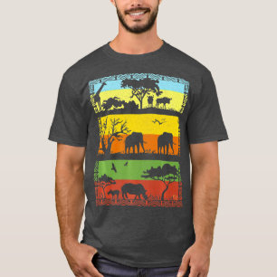 Afrikaans Savannah-landschap met Safari Animal Sil T-shirt