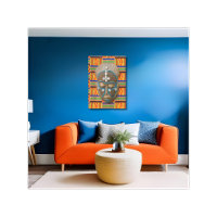 Afrikaans Stam Masker Oranje Kente Canvas Print
