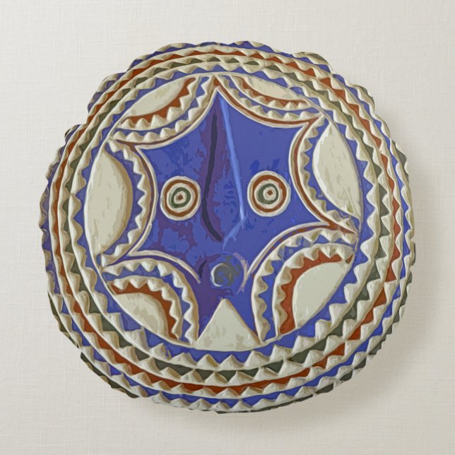 Afrikaans Stam Masker Rond Kussen (Voorkant)