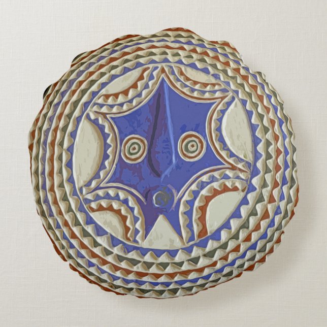 Afrikaans stammenmasker rond kussen (Achterkant)