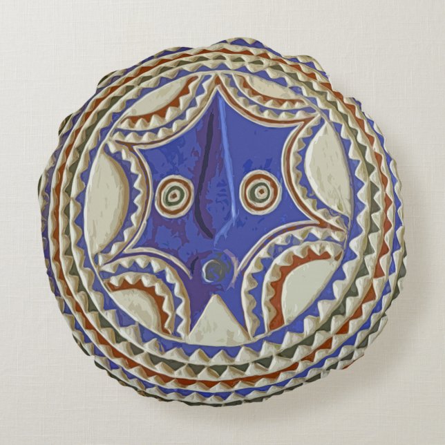 Afrikaans stammenmasker rond kussen (Achterkant)