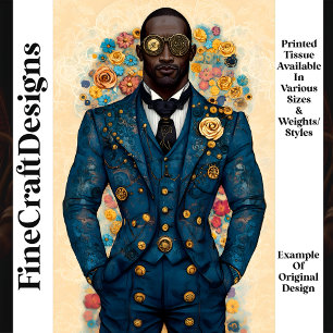 Afrikaans Steampunk Mannen Blauw Outfit P9 Decoupa Tissuepapier