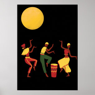 Afrikaans thema: dansen in het moonlicht poster