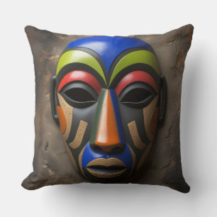 Afrikaans Tribal Masker Geometrische Symboliek Kussen
