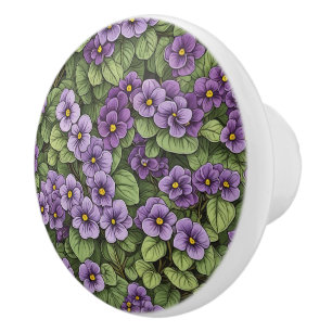 Afrikaans Violet bloemen patroon Keramische Knop