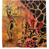 Afrikaans Vrouw en Giraffe Douchegordijn (Voorkant)