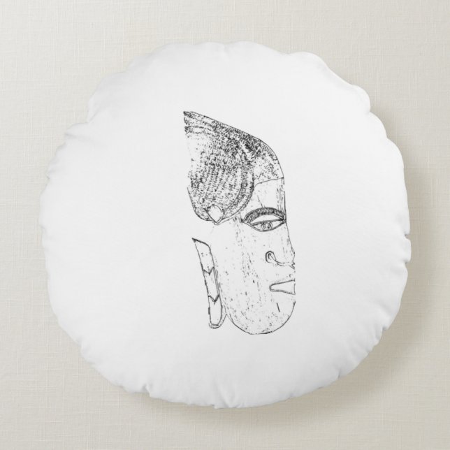 Afrikaans vrouwenhoofdontwerp rond kussen (Voorkant)