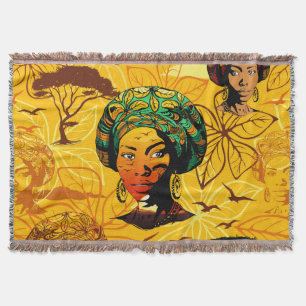 Afrikaans vrouwenportret met zonsondergang deken