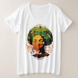 Afrikaans vrouwenportret met zonsondergang grote maat t-shirt