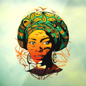 Afrikaans vrouwenportret met zonsondergang raamsticker (Vel 3)